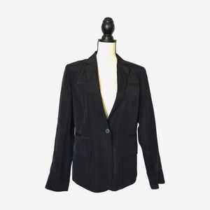 VTG DKNY City Silk Linen Blazer Black Size 10 2002 Y2K Office Siren Core